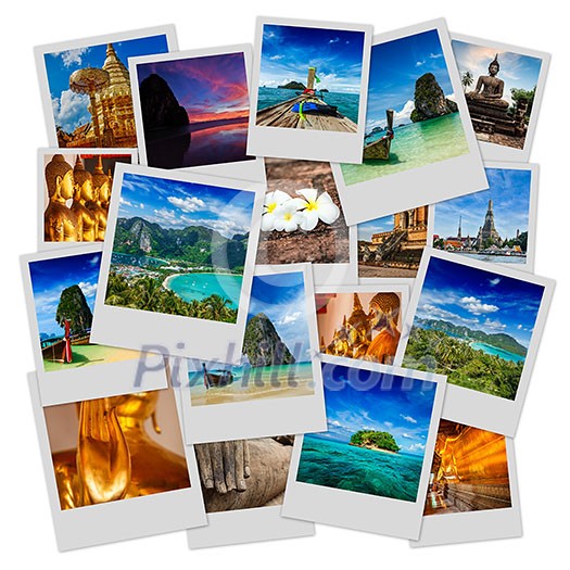 Thai travel tourism concept design - collage of Thailand images Thai travel tourism concept design - collage of Thailand images