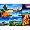 Thai travel tourism concept design - collage of Thailand images