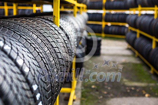 Tires for sale at a tire store Tires for sale at a tire store