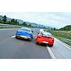 Two hot tuning cars racing