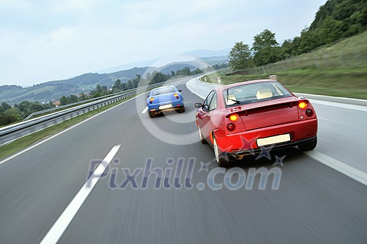 Two hot tuning cars racing Two hot tuning cars racing