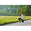 healthy young woman stretching before Fitness and Exercise