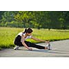healthy young woman stretching before Fitness and Exercise
