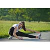 healthy young woman stretching before Fitness and Exercise