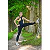 healthy young woman stretching before Fitness and Exercise