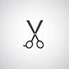 scissors icon vector design on gray background 