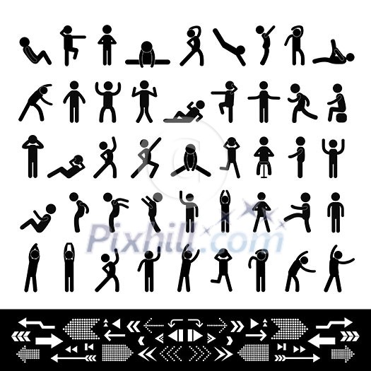 basic vector action people symbol set 