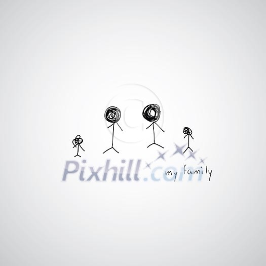 hand drawing vector cartoon my family hand drawing vector cartoon my family