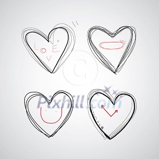 vector hand drawn heart of love 