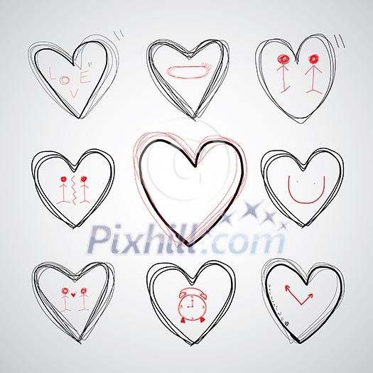 vector hand drawn heart of love vector hand drawn heart of love
