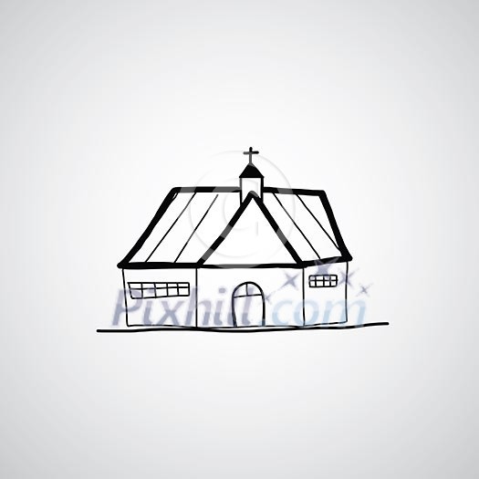 church vector hand drawn cartoon  