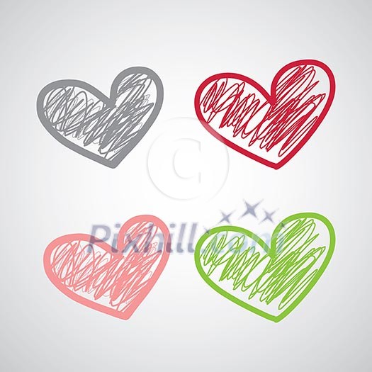 vector hand drawn heart of love 