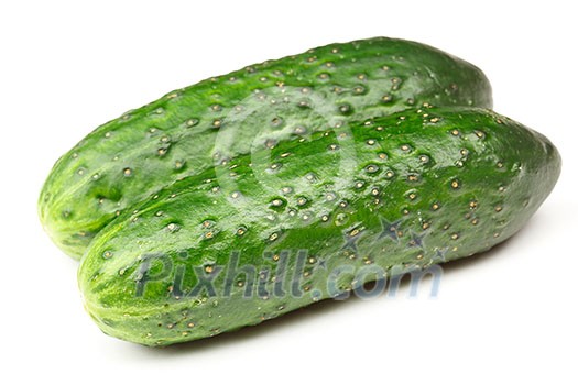 Two green cucumbers isolated on white background Two green cucumbers isolated on white background