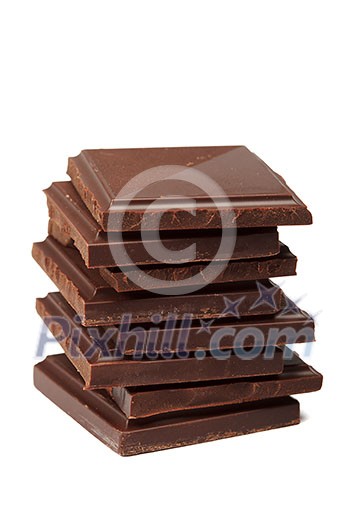 Stack of dark chocolate isolated on white Stack of dark chocolate isolated on white