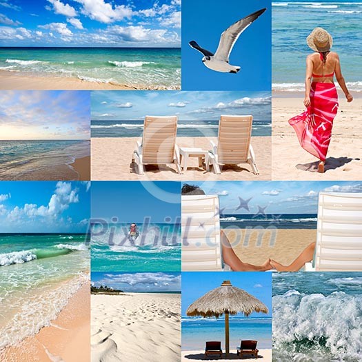 Collage of photos about beach vacations Collage of photos about beach vacations