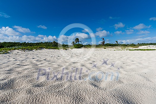 Beautiful beach and waves of Caribbean Sea. Riviera Maya, Mexico Beautiful beach and waves of Caribbean Sea. Riviera Maya, Mexico