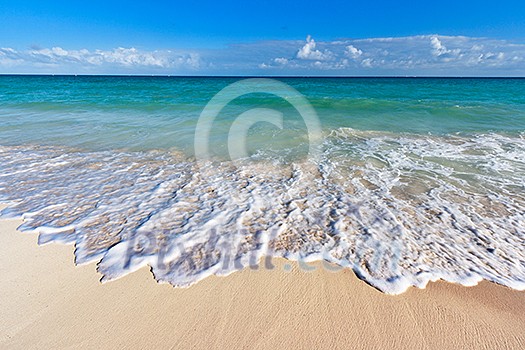 Beautiful beach and  waves of Caribbean Sea