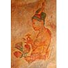 Ancient famous wall paintings (frescoes) at Sigirya, Sri Lanka