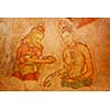 Ancient famous wall paintings (frescoes) at Sigirya, Sri Lanka