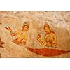Famous ancient wall paintings (frescoes) at Sigirya, Sri Lanka