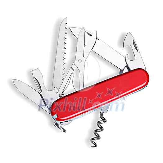 Swiss army multipurpose knife isolated on white Swiss army multipurpose knife isolated on white