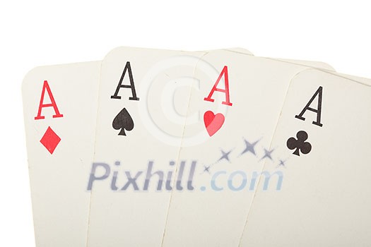 Four old cards (aces) close up Four old cards (aces) close up