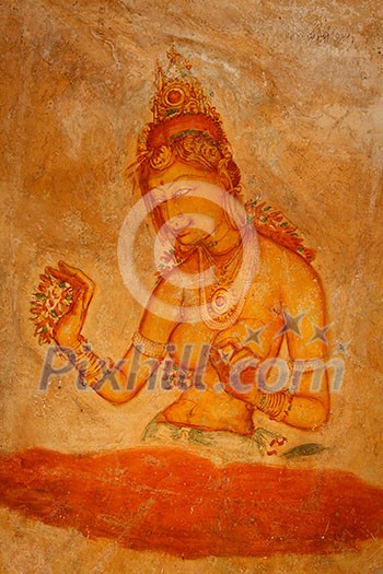 Ancient famous wall paintings (frescoes) at Sigirya, Sri Lanka Ancient famous wall paintings (frescoes) at Sigirya, Sri Lanka