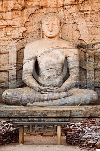 Ancient sitting Buddha image, Gal Vihara, Polonnaruwa, Sri Lanka Ancient sitting Buddha image, Gal Vihara, Polonnaruwa, Sri Lanka