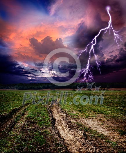 Countryside landscape with dirt  road