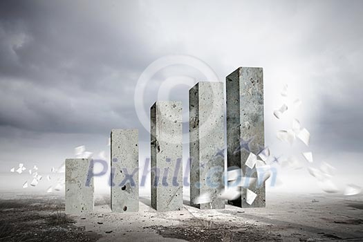Background image with graph on wall rising up Background image with graph on wall rising up
