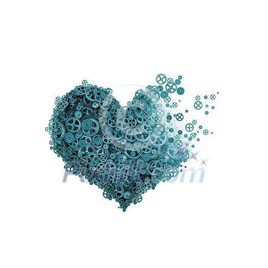 Abstract image of heart made of gears Abstract image of heart made of gears