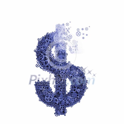 Image of dollar made of gears and cogwheels Image of dollar made of gears and cogwheels
