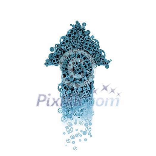 Arrow made of gears pointing upwards. Progress of business Arrow made of gears pointing upwards. Progress of business