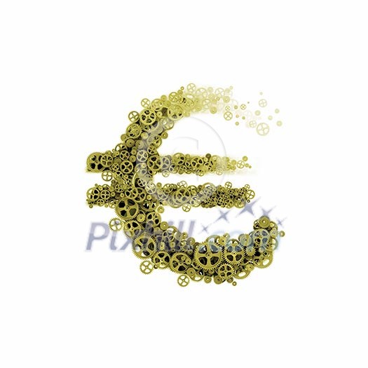 Image of euro symbol made of gears and cogwheels Image of euro symbol made of gears and cogwheels