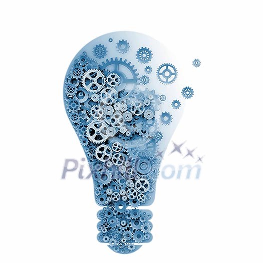 Abstract image with bulb made of gears Abstract image with bulb made of gears