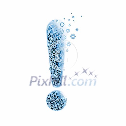 Abstract image with exclamation mark made of gears Abstract image with exclamation mark made of gears