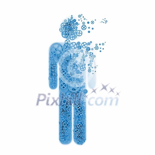 Businessman silhouette made of gears. Business organization Businessman silhouette made of gears. Business organization