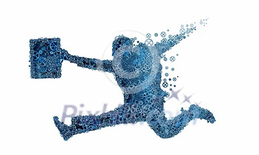 Businessman silhouette made of gears. Business organization Businessman silhouette made of gears. Business organization