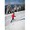 Cross-country skiing: young man cross-country skiing on a lovely sunny winter day