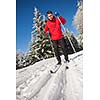 Cross-country skiing: young man cross-country skiing on a lovely sunny winter day