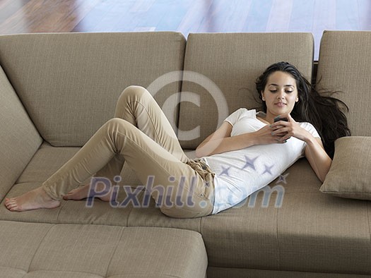 happy young couple relax and have fun in bed happy young couple relax and have fun in bed