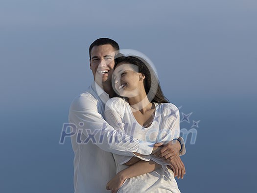 happy young romantic couple have fun relax smile at modern home outdoor terace balcony terace happy young romantic couple have fun relax smile at modern home outdoor terace balcony terace