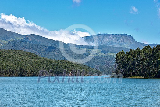 Mountain lake with clouds.Kerala, India Mountain lake with clouds.Kerala, India
