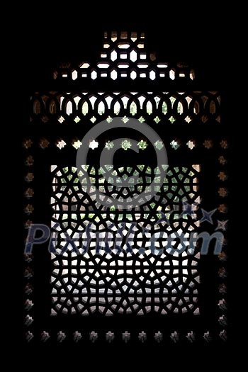 Marble carved screen window at Marble carved screen window at Isa Khan's Tomb. Humayun's Tomb complex, Delhi, India Marble carved screen window at Marble carved screen window at Isa Khan's Tomb. Humayun's Tomb complex, Delhi, India