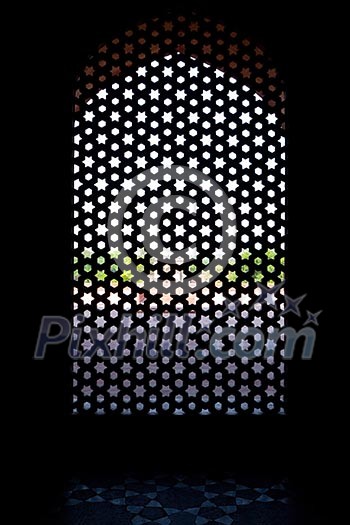 Marble carved screen window at Humayun's Tomb, Delhi, India Marble carved screen window at Humayun's Tomb, Delhi, India