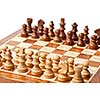 Wooden chess pieces on chessboard. Selective focus, shallow depth of field