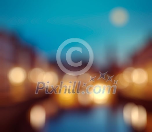 Defocused blurred background of European city Bruges Brugge, Belgium in evening Defocused blurred background of European city Bruges Brugge, Belgium in evening