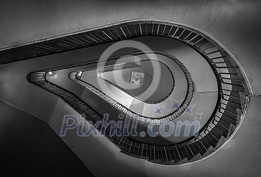 Old spiral staircase. Black and white Old spiral staircase. Black and white