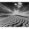 Dunes of Thar Desert. Sam Sand dunes, Rajasthan, India. Black and white version