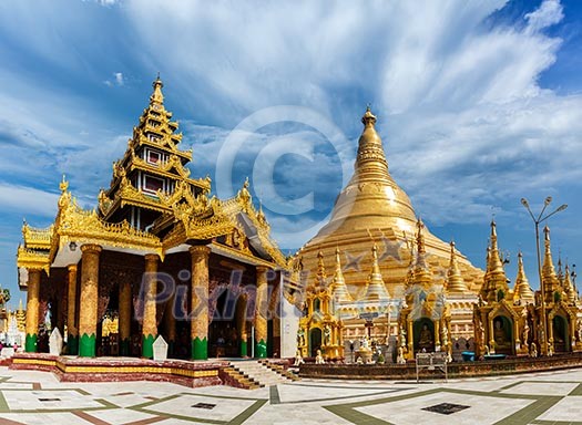 Myanmer famous sacred place and tourist attraction landmark - Shwedagon Paya pagoda. Yangon, Myanmar Myanmer famous sacred place and tourist attraction landmark - Shwedagon Paya pagoda. Yangon, Myanmar